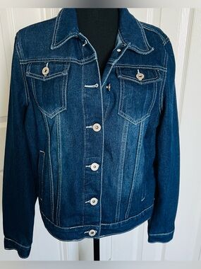 💙 New! California Vintage Dark Blue Trucker Style Jean Jacket Size XL